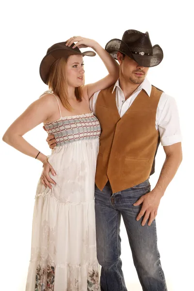 Vaquero pareja ambos sombreros — Foto de Stock