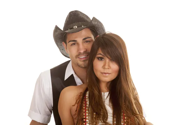 Cowboy and indian woman heads close — Stock Photo, Image