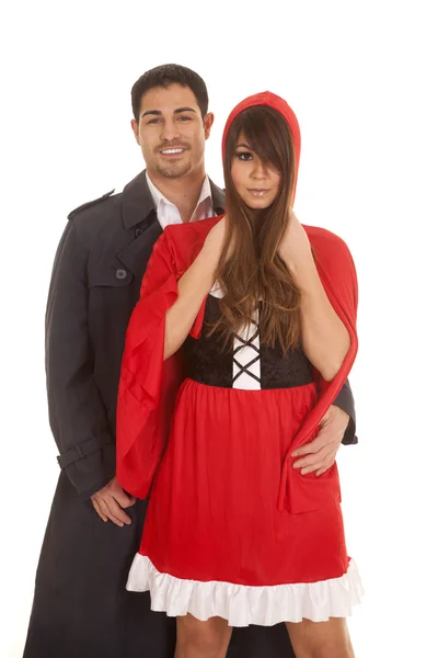 Mannen bakom red riding hood — Stockfoto