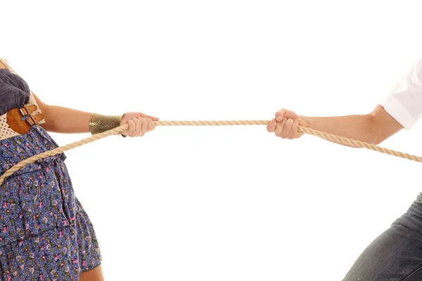 Tug of war man woman close — Stock Photo, Image