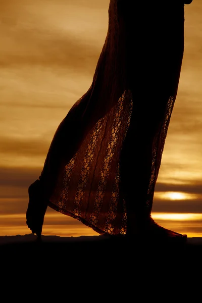 Sheer skirt womans legs walking silhouette — Stock Photo, Image