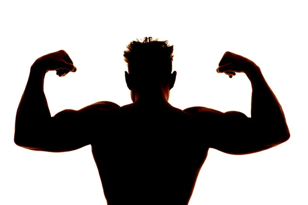 Silhouette nassen Mann Muskeln Rücken beugen — Stockfoto