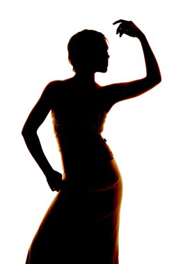 kadın eğrisi siluet elinizi kaldırın