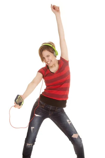 Mujer latina música danza sonrisa — Foto de Stock