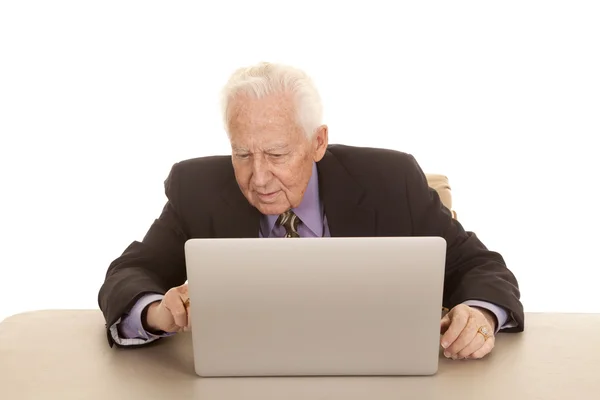 Elderly man business computer study — Stock Photo, Image