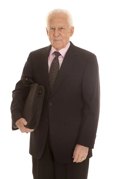 Elderly business man bag under arm — Stock Photo, Image