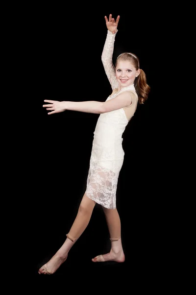 Menina dança procurando — Fotografia de Stock