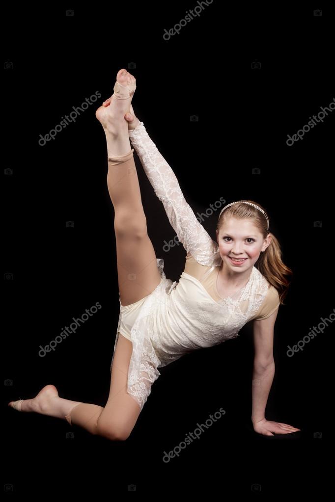Young girl dance holding leg up — Stock Photo © alanpoulson 41411613
