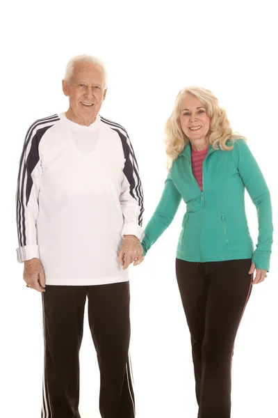 Bejaarde echtpaar fitness lopen노인 몇 피트 니스 워크 — Stockfoto