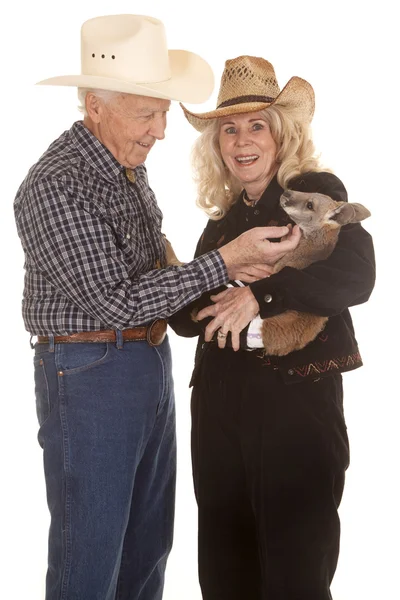 Ouderen paar westelijke kangoeroe ze kijken — Stockfoto