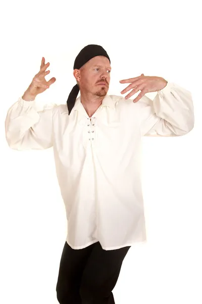 Man white shirt bandana dance — Stock Photo, Image