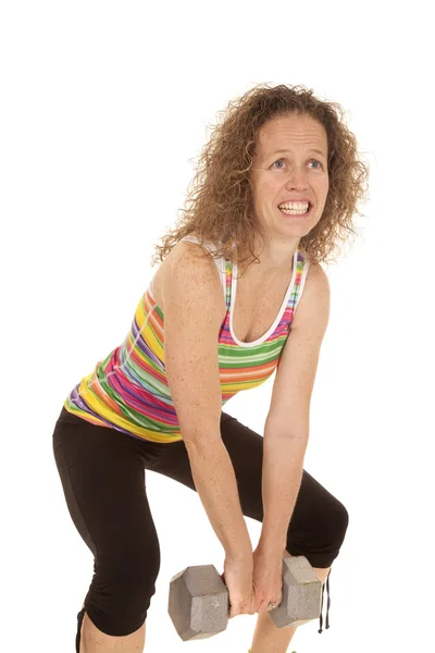 Woman squat heavy weight — Stock Photo, Image