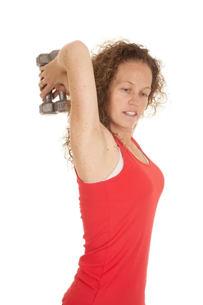 Woman  weight behind head — Stock Photo, Image