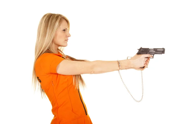 Więzień pomarańczowy broń stronie punktu — Zdjęcie stockowe