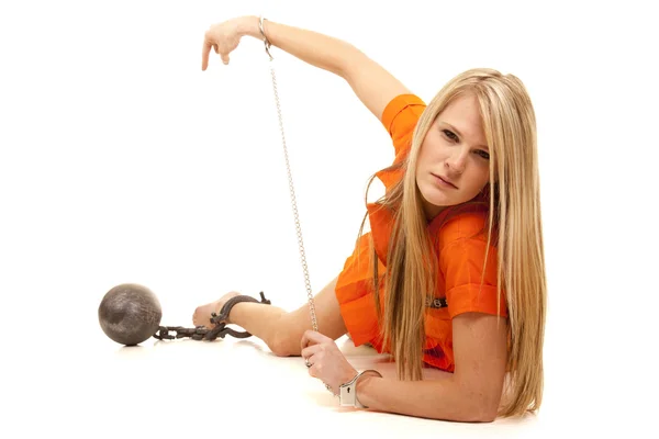 Prisoner orange ball lay point — Stock Photo, Image