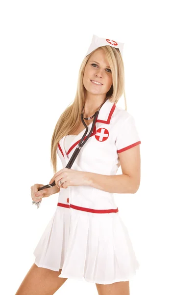 Nurse stethoscope around neck smile — Stock Photo, Image