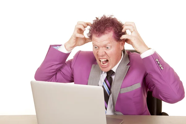 Man at laptop frustrated — Stock Photo, Image