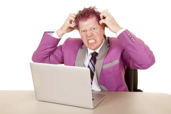 Man with laptop mad — Stock Photo, Image