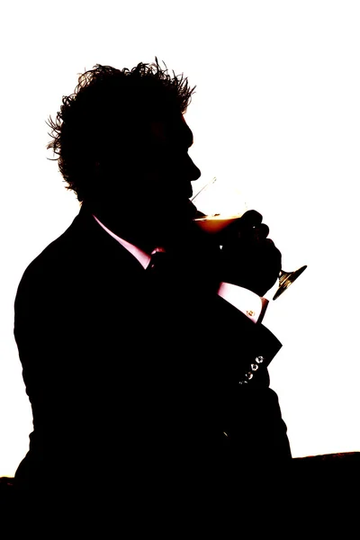 Mann trinkt Silhouette — Stockfoto