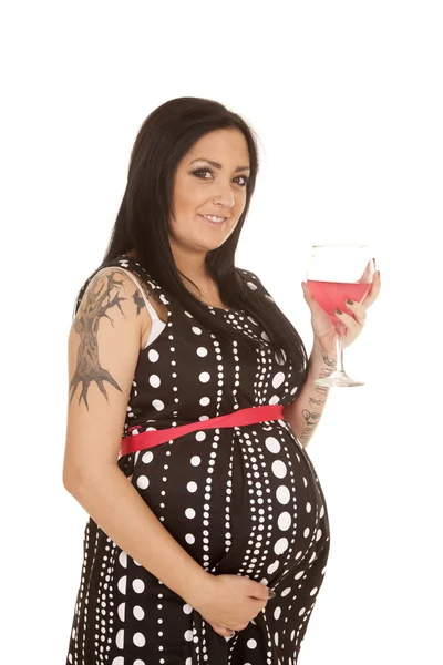 Těhotná žena drží nápoj — Stock fotografie