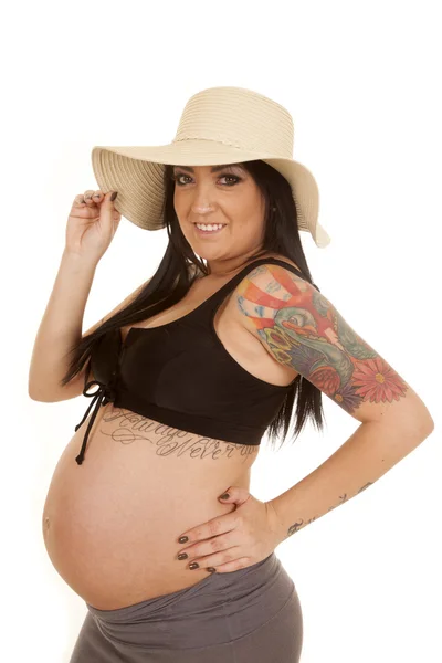 Pregnant woman with tattoos — Stock Photo, Image