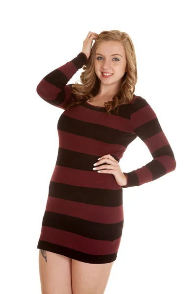 Black in striped dress — Stock Photo, Image