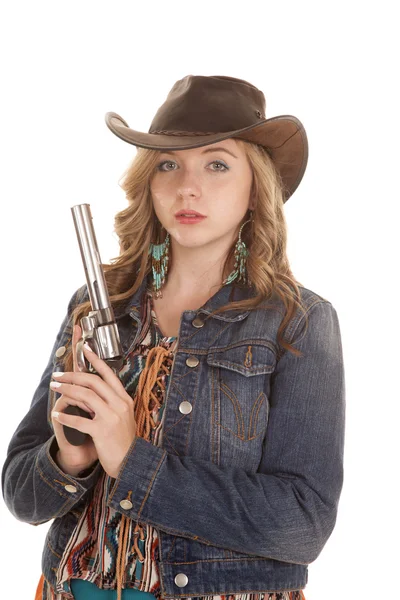 Woman western with gun — Stock Photo, Image