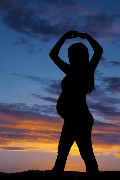Silhouette gravid kvinna fitness — Stockfoto