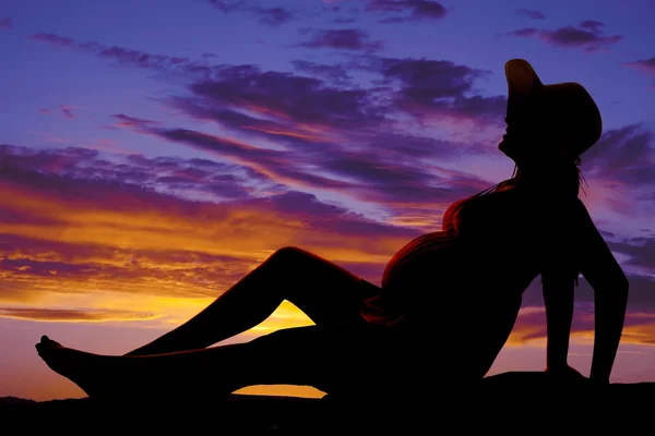 Silhouette pregnant woman — Stock Photo, Image