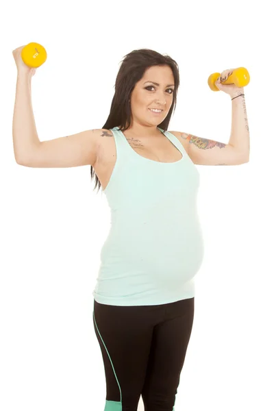 Žena těhotná, cvičit — Stock fotografie