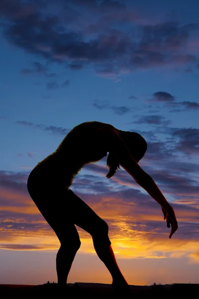 Silueta mujer danza doblar hacia adelante — Foto de Stock