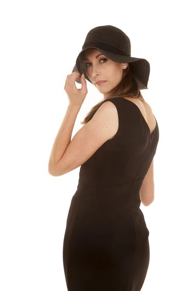 Mulher de chapéu preto — Fotografia de Stock