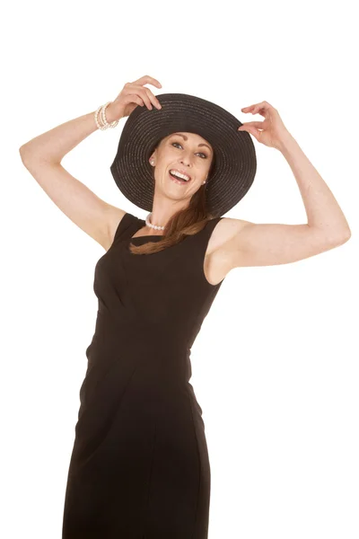 Woman in black hat — Stock Photo, Image