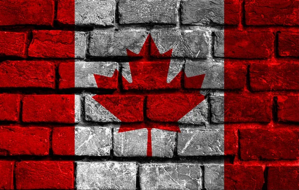 加拿大国旗上旧砖墙壁纹理背景画 — 图库照片
