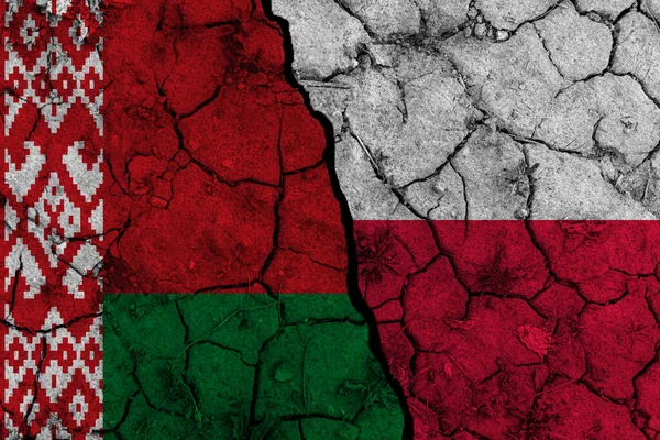Флаги Польши Белоруссии Политическая Конфронтация — стоковое фото