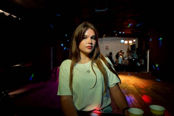 Young Girl White Shirt Party Teenage Bad Habits — Stockfoto