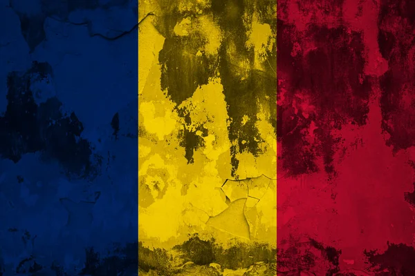Romania Flag Cracks Crisis Concept — 图库照片