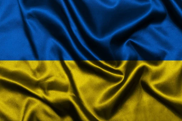 Nationalflagge Der Ukraine Stoff Textilen Hintergrund — Stockfoto