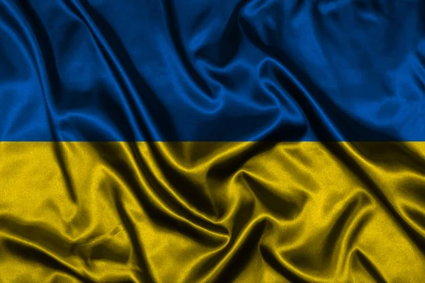 Flagge Ukrainische Seide Hintergrund Textur — Stockfoto