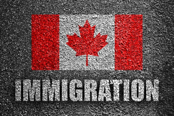 Immigration Flag Canada Asphalt Road — ストック写真