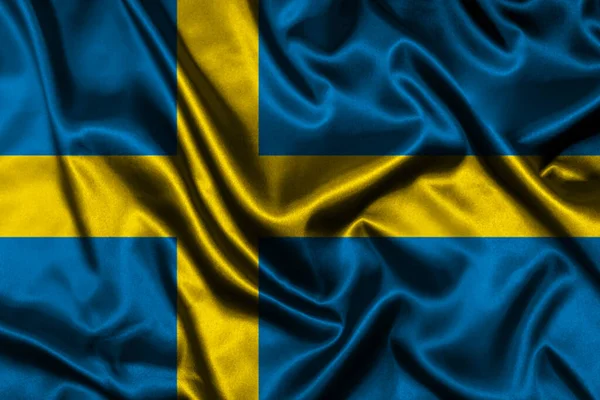 close up waving flag of Sweden. flag symbols of Sweden.