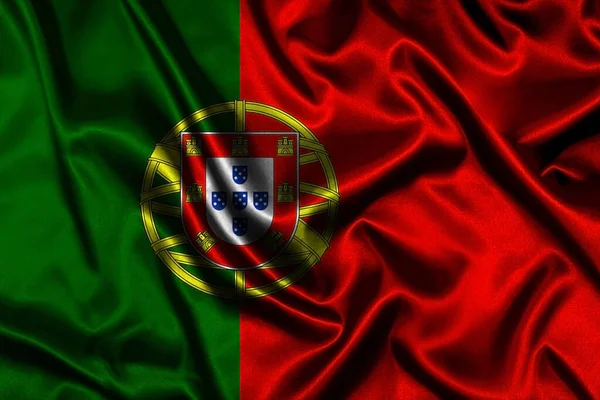 Drapeau Portugal Soufflant Vent Texture Fond Lisbonne Illustration — Photo