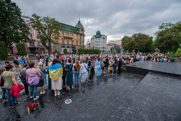 Lviv. Ukraine. 31. 07. 2022. Ukrainians ask to release defenders from Azovstal. War in Ukraine. Stay with Ukraine.