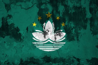 Macau flag in cracks. background, wallpaper
