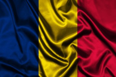 crumpled flag of Romania. background, wallpaper