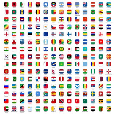 Dünya - yuvarlak köşeli dikdörtgenler simgeler bayrakları