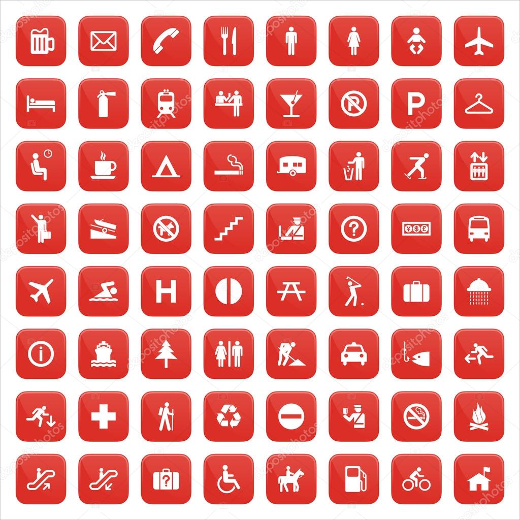 Red pictogram set