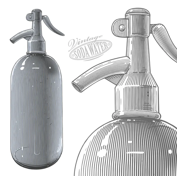 Урожай пляшка сифона в гравірованому стилі — стоковий вектор
