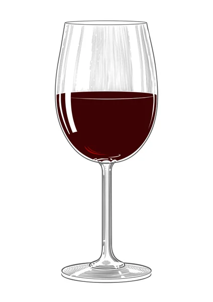 แก้วไวน์แดงในสไตล์แกะสลักวินเทจ — ภาพเวกเตอร์สต็อก