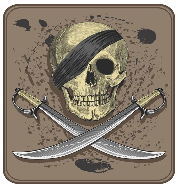 Teschio di pirata con spade (Jolly Roger ) — Vettoriale Stock